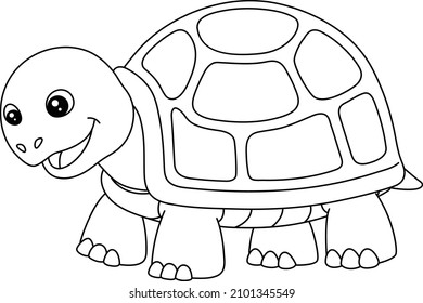 Turtle Coloring Page Isolated For Kids