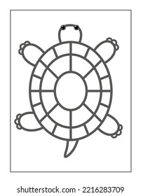 Turtle coloring page practice worksheet for preschoolers