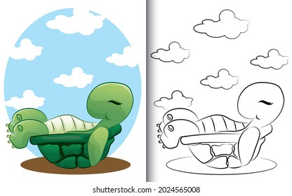 Turtle Coloring Page. For preschool education kindergarten and kids and children