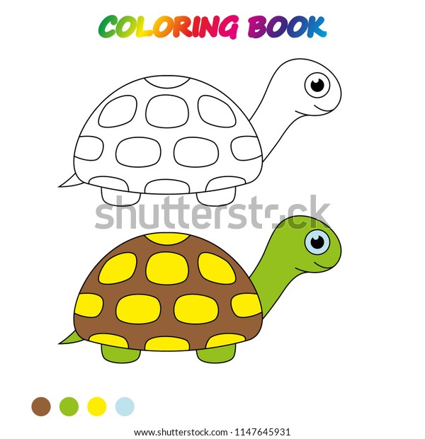 turtle coloring page worksheet game kids stock vector