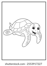 Turtle Coloring Pages for Kids - Printable Cute turtle Cartoon Characters for Children's Activity Books