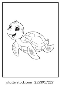 Turtle Coloring Pages for Kids - Printable Cute turtle Cartoon Characters for Children's Activity Books