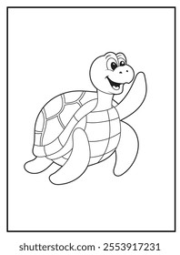 Turtle Coloring Pages for Kids - Printable Cute turtle Cartoon Characters for Children's Activity Books