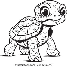 Turtle, colouring book for kids, vector illustration	