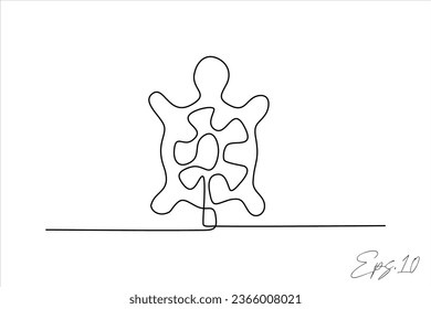 turtle continuous line art drawing