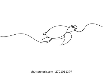 Turtle continuous one line drawing simple minimalist marine animal design