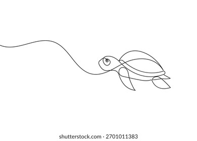 Turtle continuous one line drawing simple minimalist marine animal design