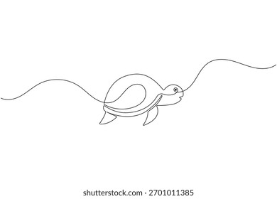Turtle continuous one line drawing simple minimalist marine animal design