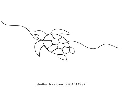 Turtle continuous one line drawing simple minimalist marine animal design