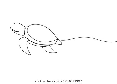 Turtle continuous one line drawing simple minimalist marine animal design