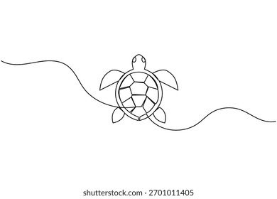 Turtle continuous one line drawing simple minimalist marine animal design