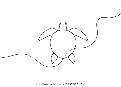 Turtle continuous one line drawing simple minimalist marine animal design