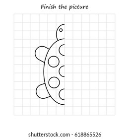 turtle copy and coloring the picture, educational game for preschool
,children (kids). Complete the picture