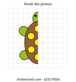 turtle copy and coloring the picture, educational game for preschool
,children (kids). Complete the picture