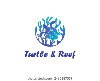 turtle and coral reef logo icon vector illustration