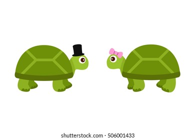 Turtle Couple Characters In Vector Graphics 