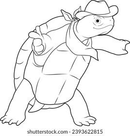 Cowboy de tortuga sombrero de vectores de animales Ilustración de arte gráfico