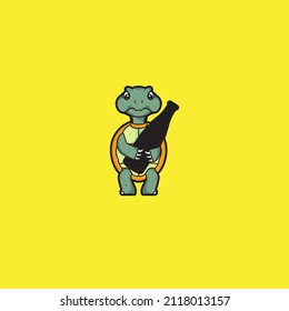 TURTLE CUTE CARTOON LOGO DESIGN VECTOR ILLUSTRATION ICON SYMBOL