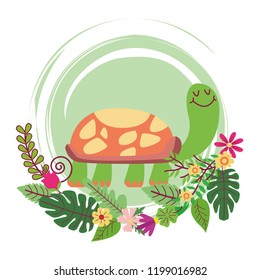 turtle cute cartoon round icon