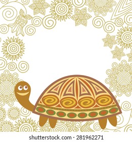 Turtle cute cartoon vector illustration