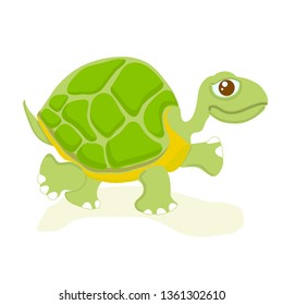Turtle cute cartoons sketch. Flat design green yellow turtle object isolated design element stock vector illustration for web, for print