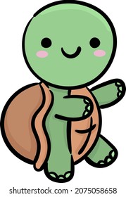 turtle cute character icon. Hand drawn vector illustration