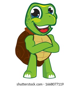 Turtle Cute Mascot Cartoon In Vector