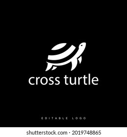 Turtle, turtle with diving fins, sea animal, silhouette, vector, illustration in black and white, isolated on black background