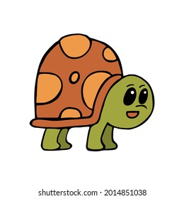 Turtle doodle charector. Vector illustration.