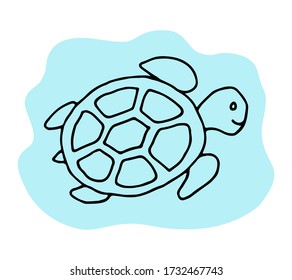 Turtle doodle line hand drawn vector illustration