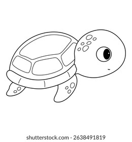 turtle doodle outline line art on white background
