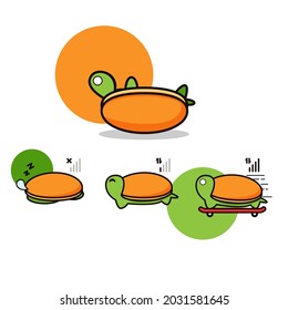 turtle with dorayaki shell, vector illustration
