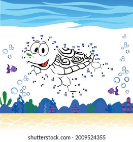 Turtle. Dot to Dot. Connect the dots from 1 to 41. Game for kids. Vector illustration.