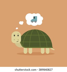 Turtle dreaming of rollerskate