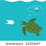 Turtle eating plastic bag