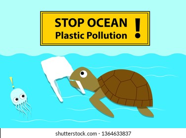 Sea Turtle Eating Plastic Stock Illustrations, Images & Vectors ...