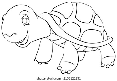 Tortuga. Elemento para colorear página. Estilo de caricatura.