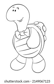 Turtle. Element for coloring page. Cartoon style.