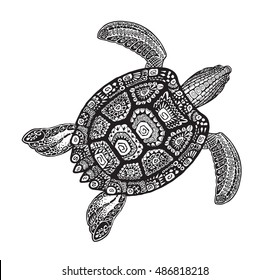 Turtle ethnic tribal style decorative ornament. Vector illustration