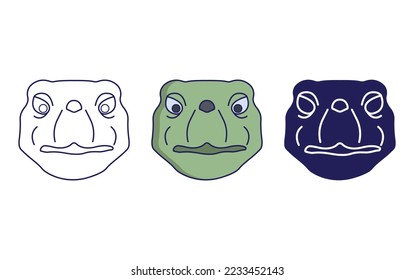 Turtle face line and glyph icon, vector illustration