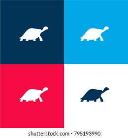 Turtle Facing Right four color material and minimal icon logo set in red and blue