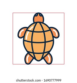 turtle fill style icon design Sea life ecosystem fauna ocean underwater water nature marine tropical theme Vector illustration