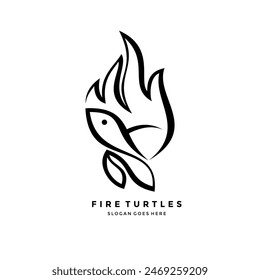 turtle and fire logo design. fire turtle logo vector illustration. creative ideas for logo combinations