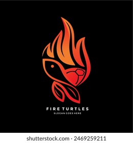 turtle and fire logo design. fire turtle logo vector illustration. creative ideas for logo combinations