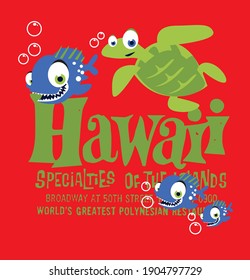 turtle and fish with seabed elements
