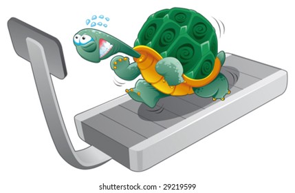 Turtle fitness. Funny cartoon and vector character
