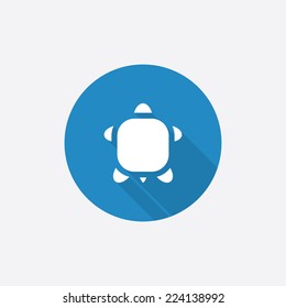 turtle Flat Blue Simple Icon with long shadow, isolated on white background  