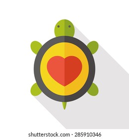 turtle flat icon with long shadow