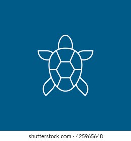 Turtle Flat Icon On Blue Background