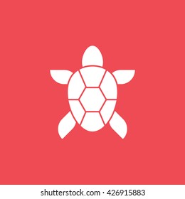 Turtle Flat Icon On Red Background